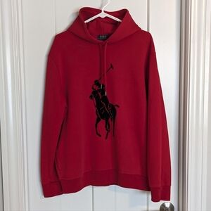 Polo Ralph Lauren Velvet Big Pony Red Hoodie sz L